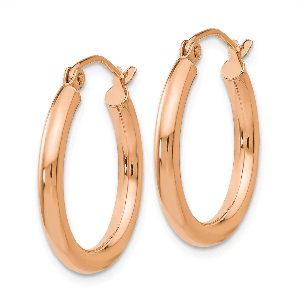 14kt and Rose Tube Men Earrings; Gold Lightweight for Real Teens; and Polished 2.5mm for Hoop Adults Women