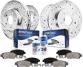 Rear Brake Journey & C/V Pads - Country Front Ram Axle Town Brakes Rotors Detroit Brake Grand & Routan Caravan Drilled Replacement & Slotted 12" Ceramic [11.98" Chrysler Kit for Dodge Rotors]