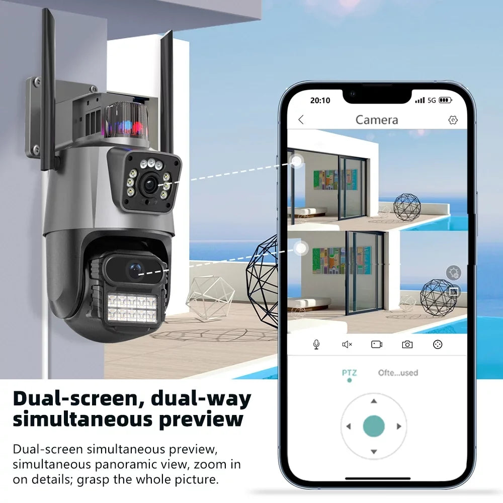 Dual Night View, Audio 360° Vision, Camera, Waterproof 2-Way Cameras Kepeak Wi-Fi Security Surveillance Home exterior Lens