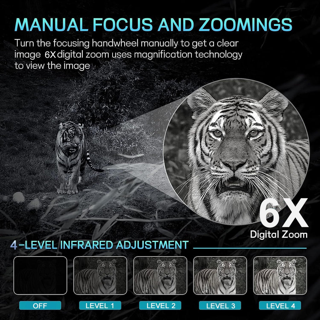 Zoom Card Videos Goggles Binoculars NVI-800 and SD with 24MP/1080P Vision at for Night 6x Pictures Night Hunting Taking 32GB Night SuntekCam and Suitable Vision