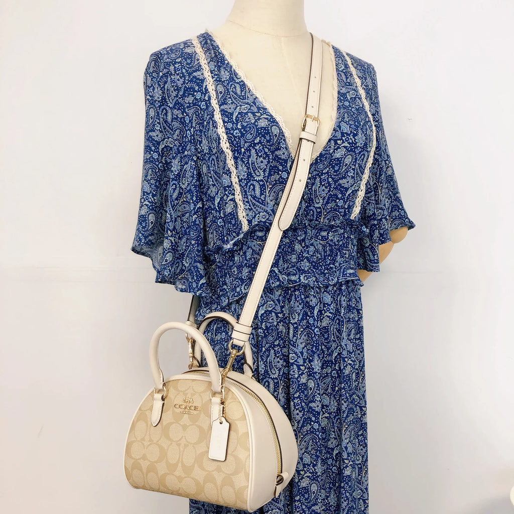 Sydney CHALK Signature Coach IN In LIGHT KHAKI Canvas Satchel CA591