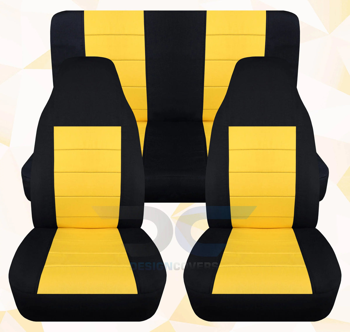 Seat Tone LJ Front&Rear Two Full - Wrangler Set and Covers:Black Jeep with 2003-2006 Compatible T239-Designcovers Yellow