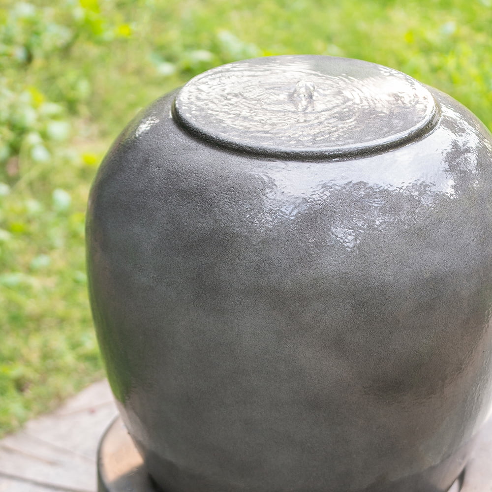 & Cement Home For Design Antique exterior Patio Heavy Lawn, Gray, Cute Urn 19.5x19.5x32.5" Unique Deck liquid Garden, feature Fountain