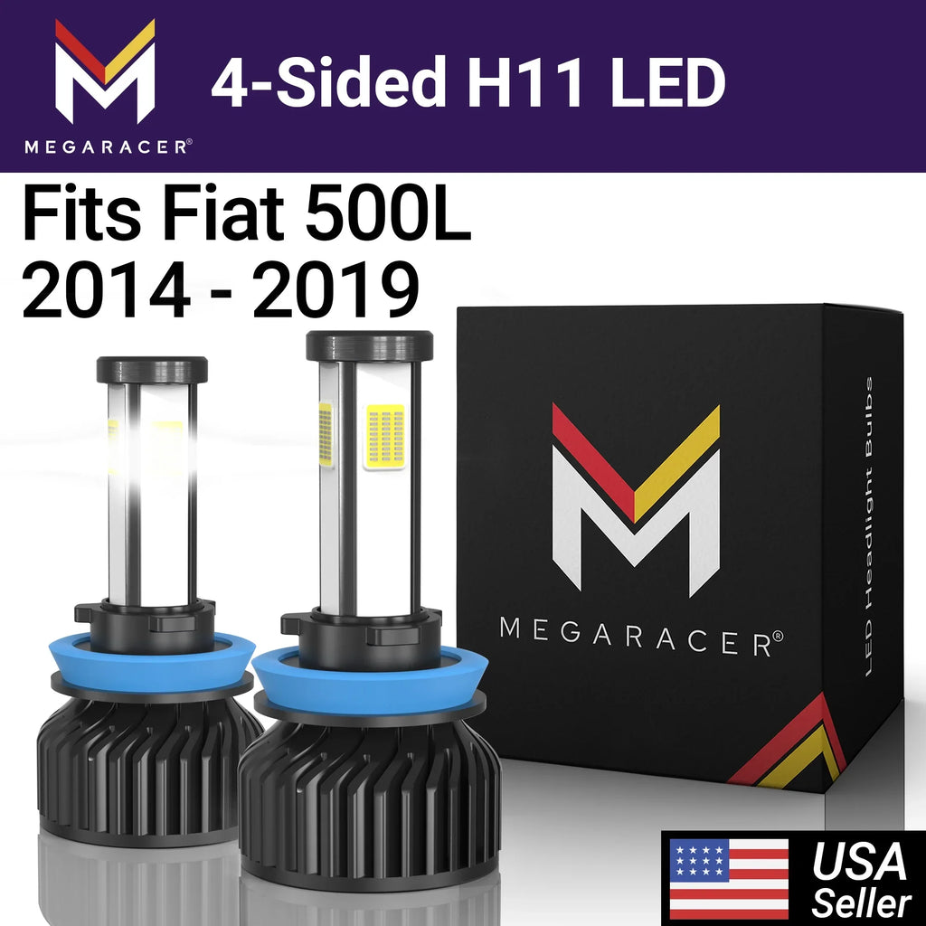 LED 17 Racer 16 2018 Fiat 6000K 10000LM 19 White 60W Light 2015 12V Fog Headlight 14 500L Bulbs 18 2016 Mega Automotive 500L 2014 Sided H9 Replacement Fiat 2017 H11 Diamond 2019 15 H8 4