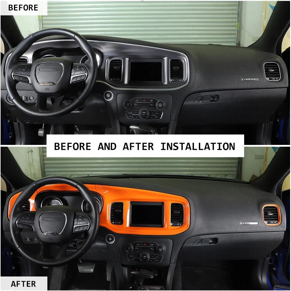 Set Kit 14x Orange Cover Dash Inner Trim Teledu Center Console