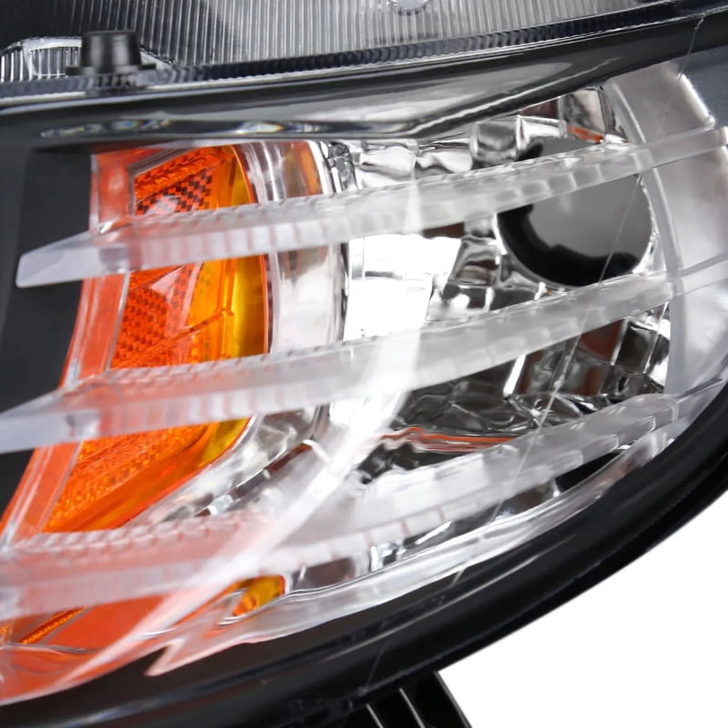 Coupe Tuning Compatible Left LED Assembly 2-Door Honda Strip Headlamps + 2006-2011 Headlights Spec-D Right Pair Black Civic Halo with Projector