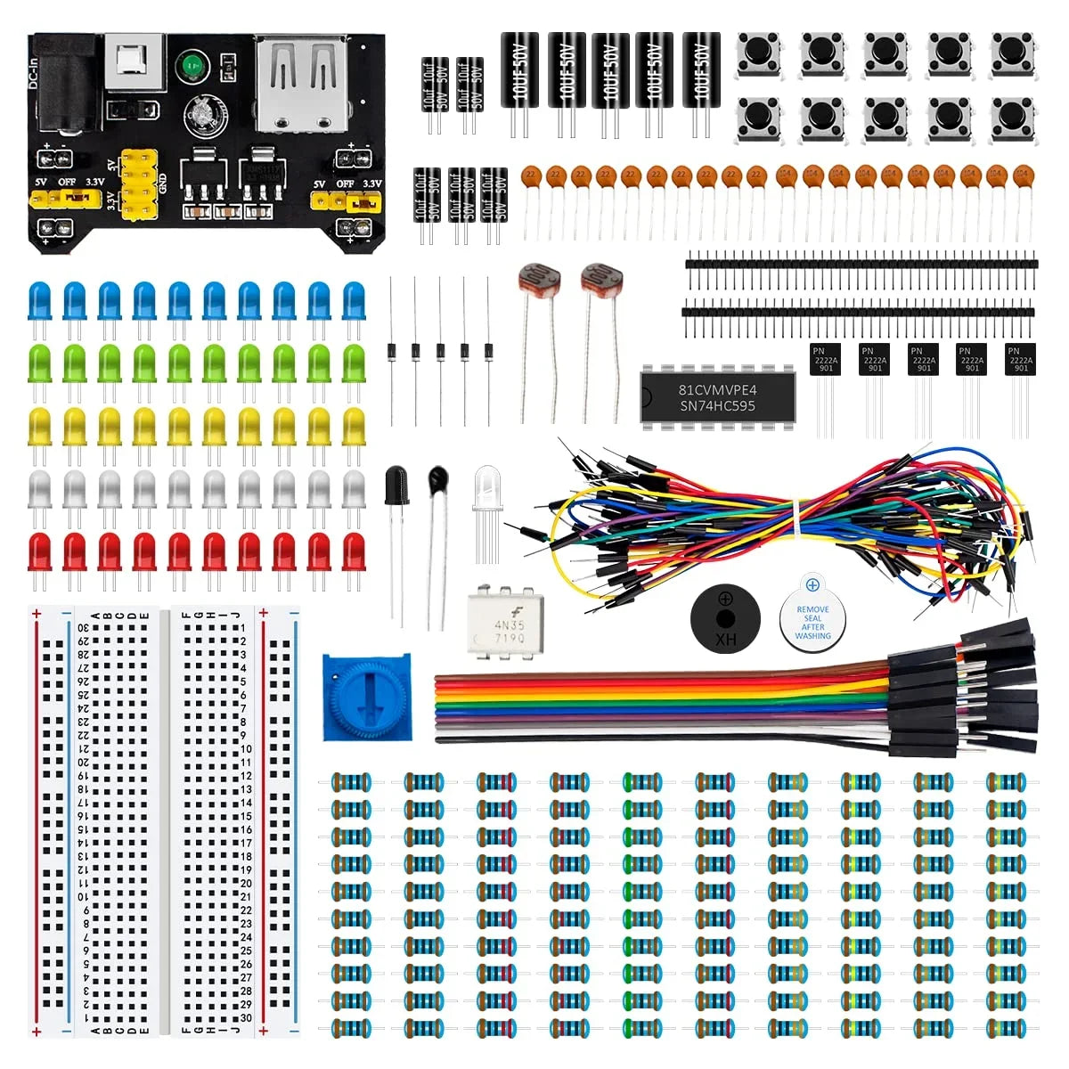 Potentiometer Fun Module, Electronic Resistor, Breadboard, Supply Capacitor, with , Power Bundle Kit