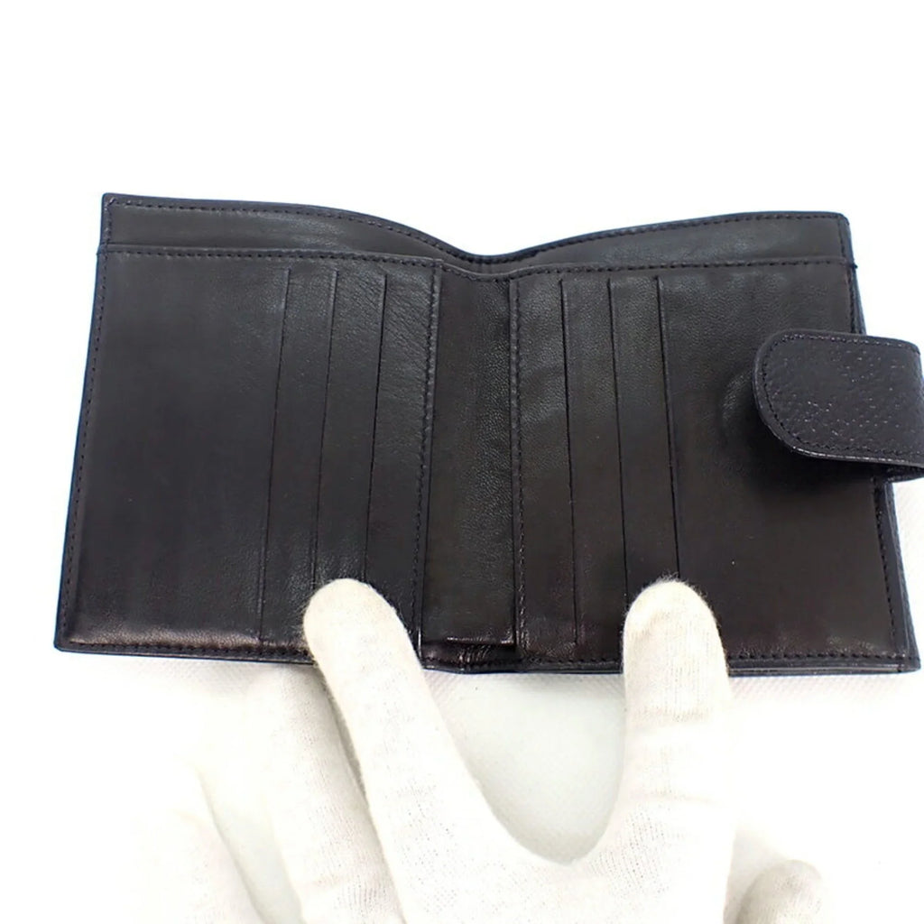 Pre-Owned trifold caviar skin (Good) black wallet