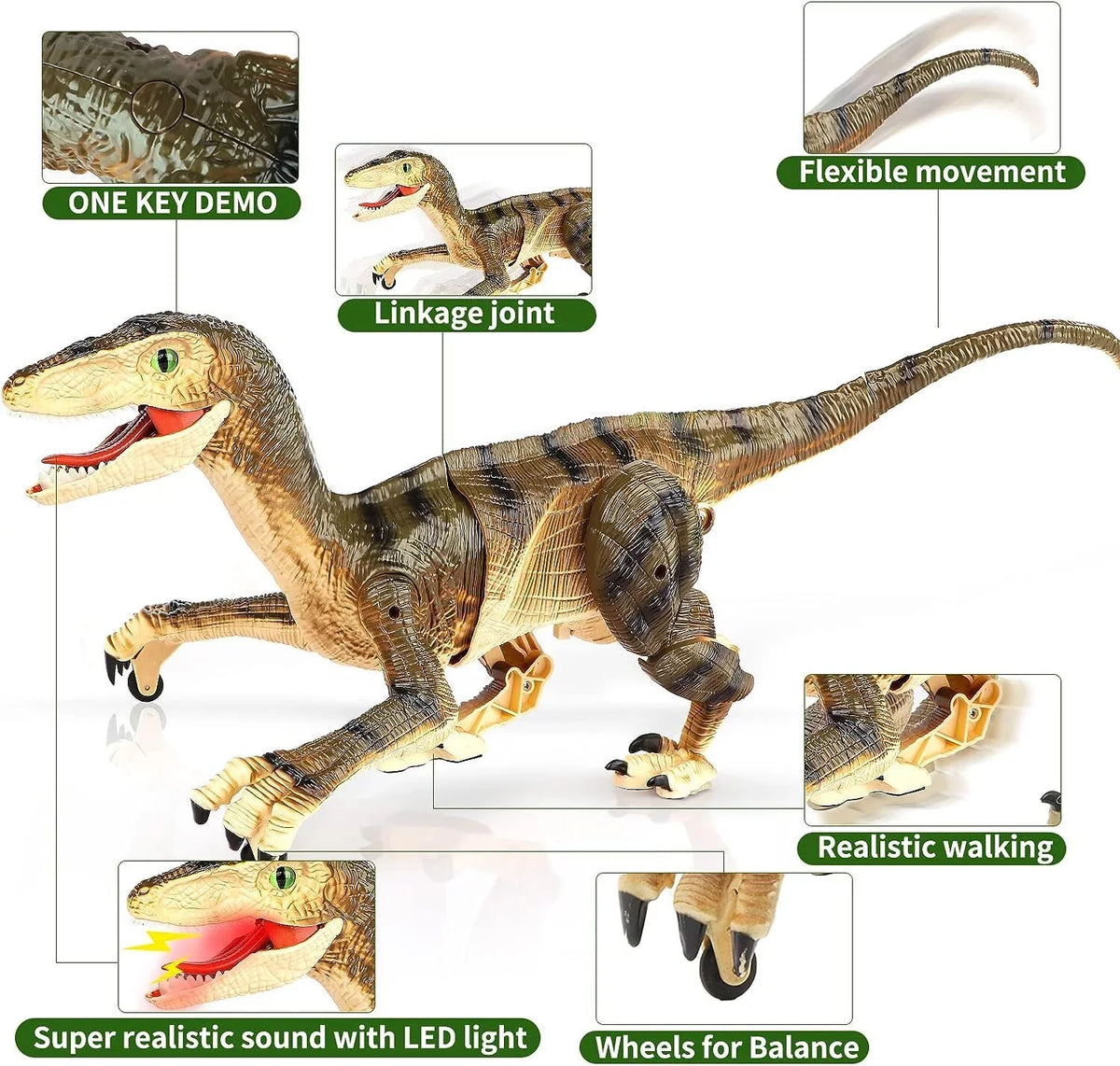 Age Old for Girls JBee Toy Gifts with Brown Toys and Dinosaur 3-5, Lights RC Robot Remote Boys Boys 5-7, Kids Ctrl for T-Rex Dinosaur 8-12 Years Walking Control - Sounds