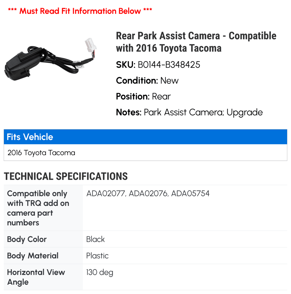 Assist Compatible Rear Camera 2016 - with Tacoma Park Toyota