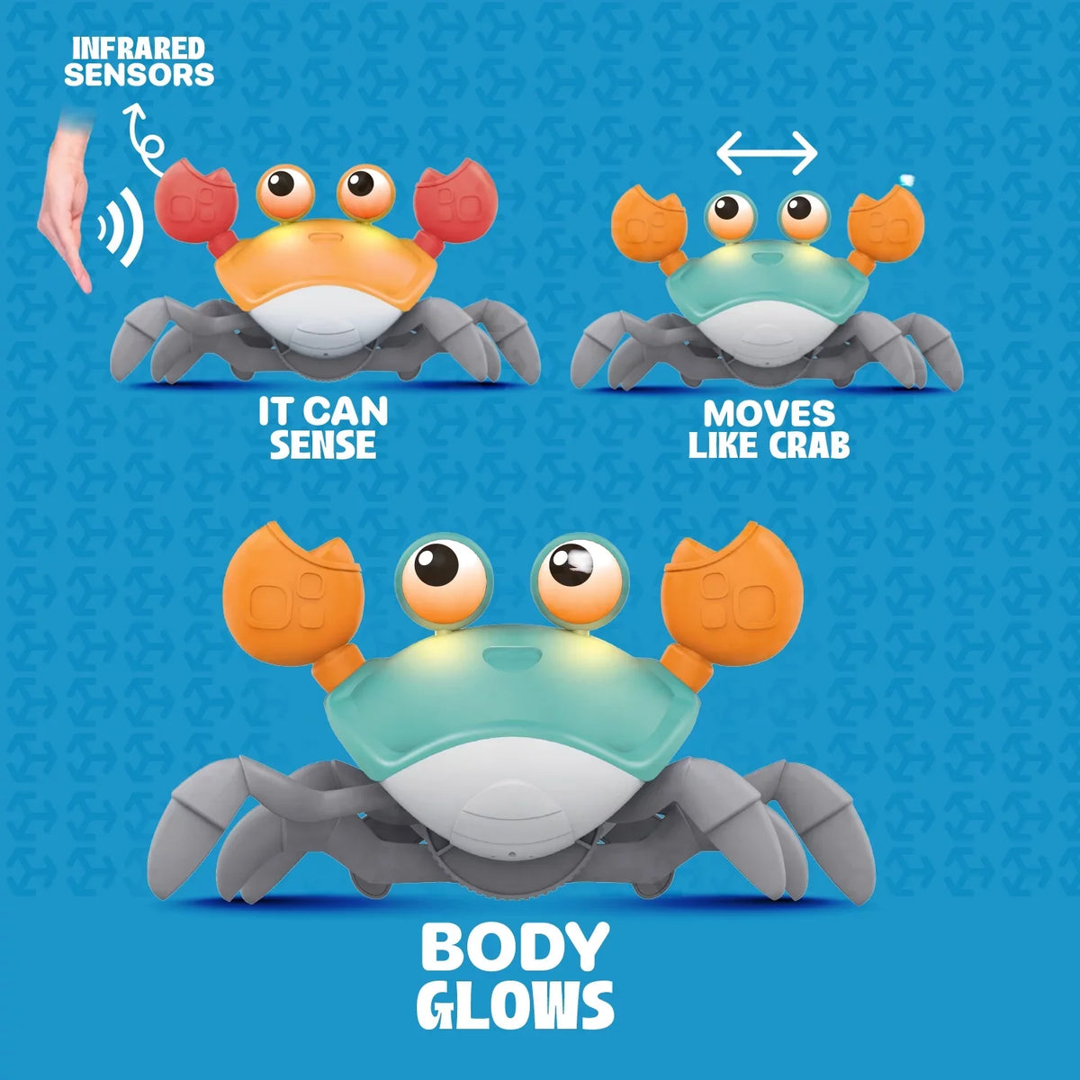 6-12 And Tummy Learning Music Gift Toddlers Favorite Time, And Cognitive Kids Beautiful Aura Development Entertaining For And Kids 0-6 Crawling Crawl With Light - Years Little Crab Months
