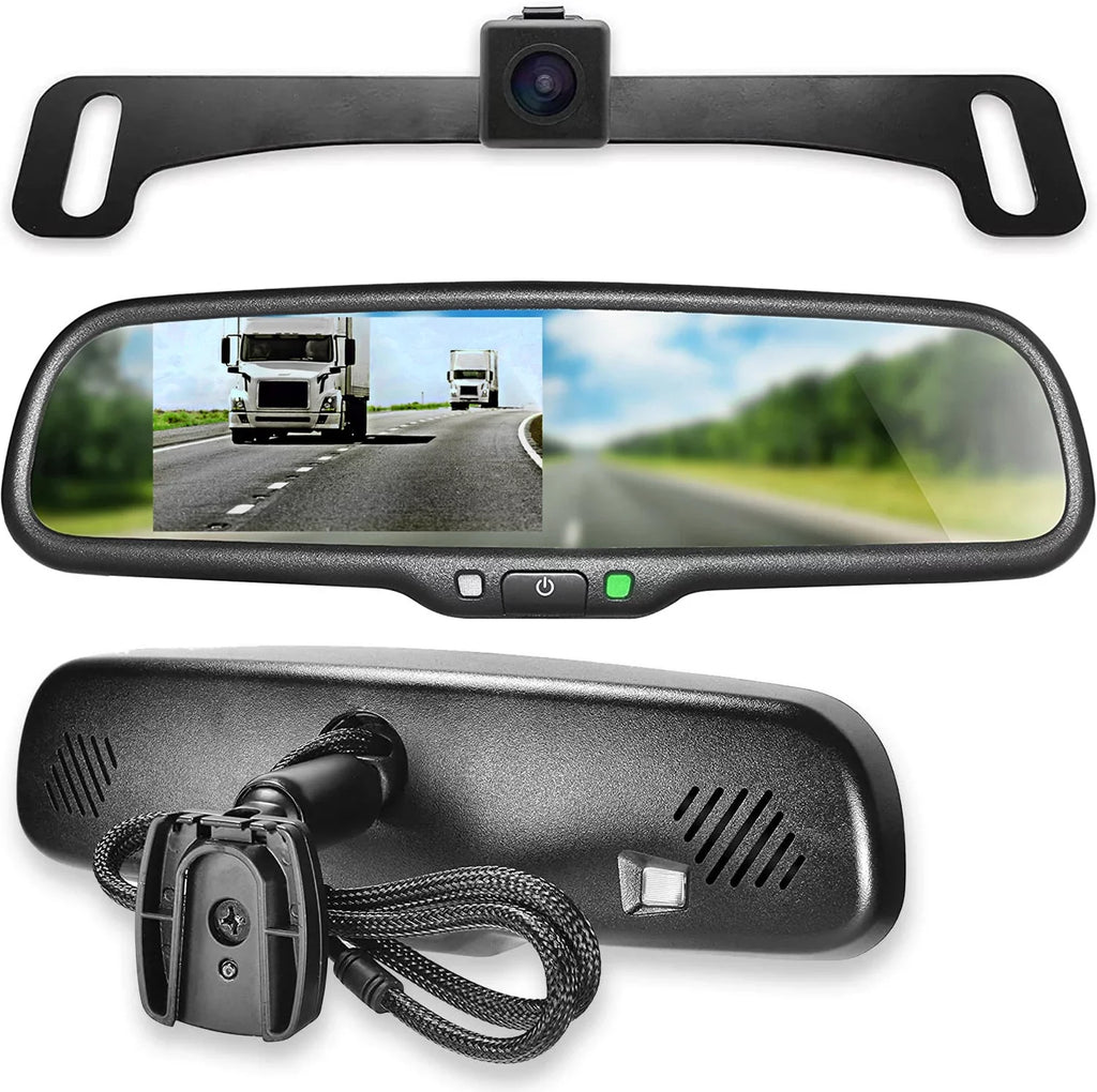 Rear for 4.3” LCD Backup Car Waterproof Master Universal View Camera Safety with OEM Mirror - Fit Kit Enhanced Screen Tailgaters + 170°
