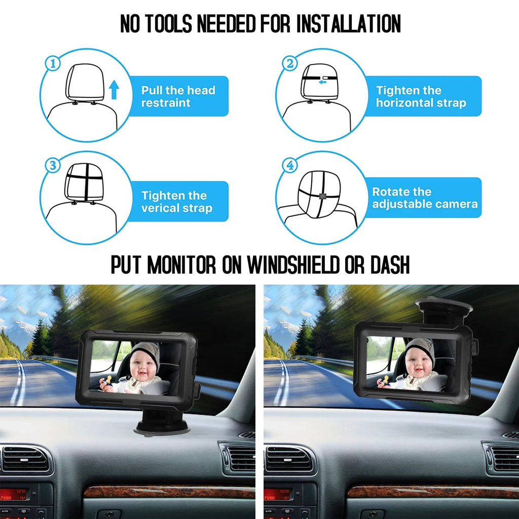 Screen Invigilator ammoon 4.3'' Wide Vision Resolution with Mirror, Night Baby Angle, Car View Monitor