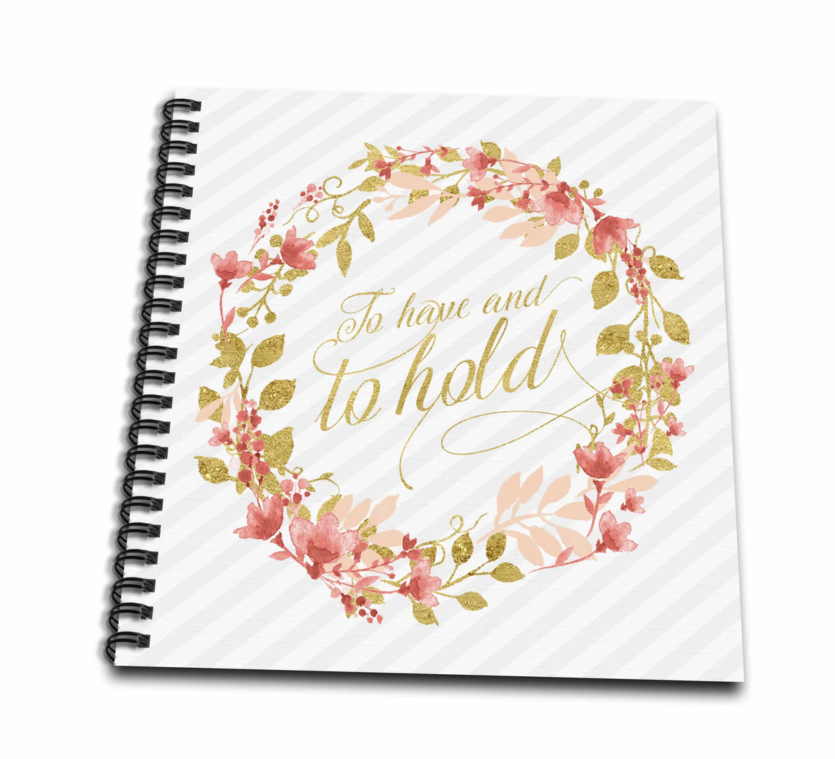 Faux Notepad, 3dRose Mini Echo 4-inch and Leaf by Wreath Vows Gold - with Peach 4 Wedding Floral