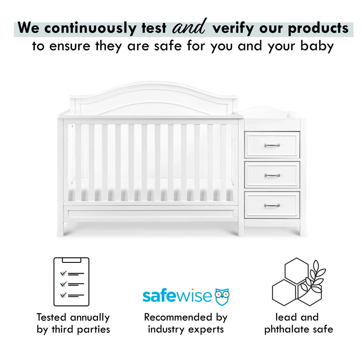 Combo Charlie White DaVinci and Crib in Changer Convertible 4-in-1