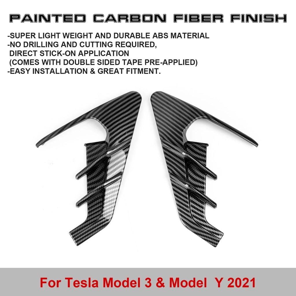 Y Tesla View Model Camera Xotic Compatible Carbon Signal Indicator Side 3 Trim, Cover with Fiber Pattern, Marker Model Tech 2021+ Turn