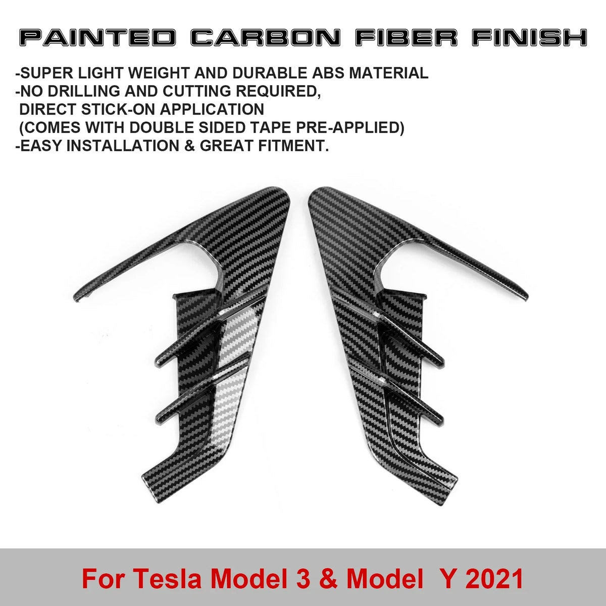 Y Tesla View Model Camera Xotic Compatible Carbon Signal Indicator Side 3 Trim, Cover with Fiber Pattern, Marker Model Tech 2021+ Turn
