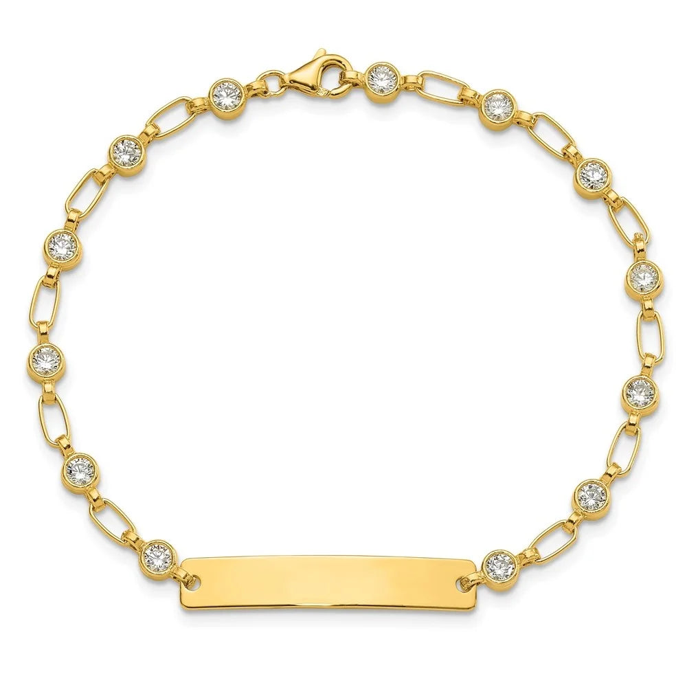 7.5 925 ID Auriga CZ Silver Bezel Gold-tone Women Sterling inch for Bracelet