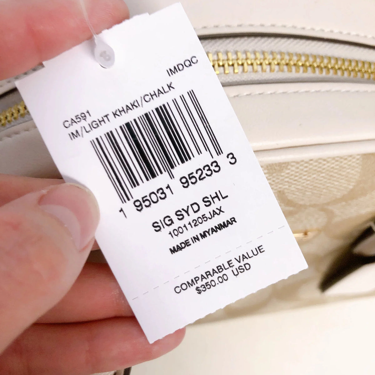 Sydney CHALK Signature Coach IN In LIGHT KHAKI Canvas Satchel CA591