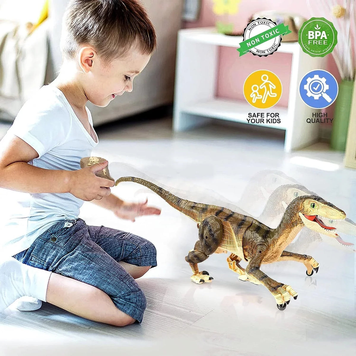 Age Old for Girls JBee Toy Gifts with Brown Toys and Dinosaur 3-5, Lights RC Robot Remote Boys Boys 5-7, Kids Ctrl for T-Rex Dinosaur 8-12 Years Walking Control - Sounds