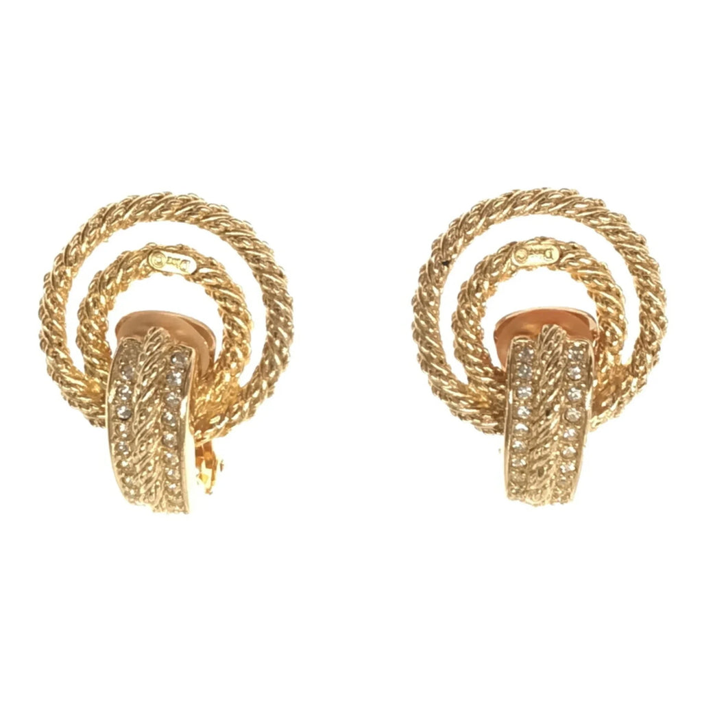 Big Gold Christian VINTAGE Pre-Owned Earrings Accessories Rhinestone RM2878M OLD Women's Dior ITSRN157RU90 (Good)