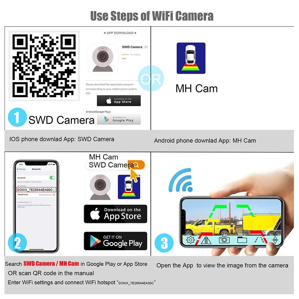 View Battery Jahy2Tech Camera Wireless WiFi Camera, Backup Front/Rear 9600mAh Magnetic