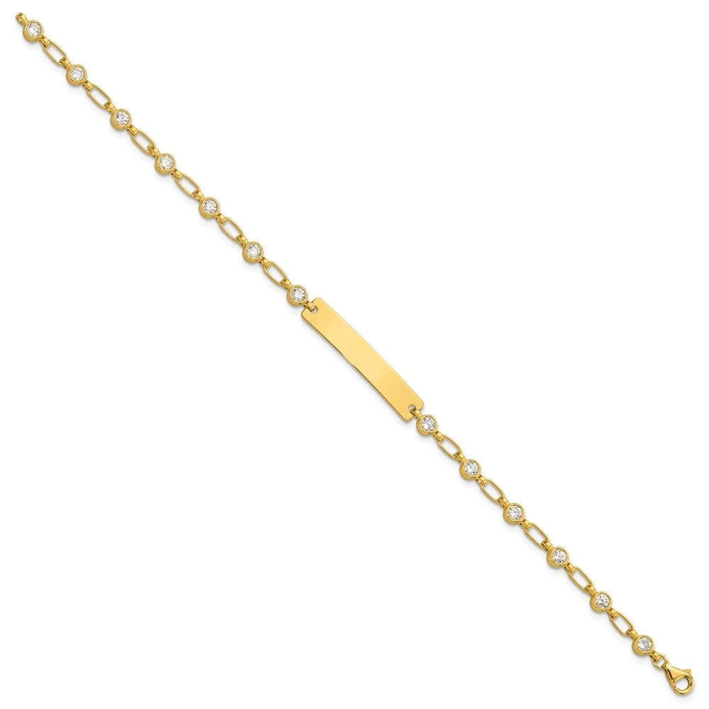 7.5 925 ID Auriga CZ Silver Bezel Gold-tone Women Sterling inch for Bracelet