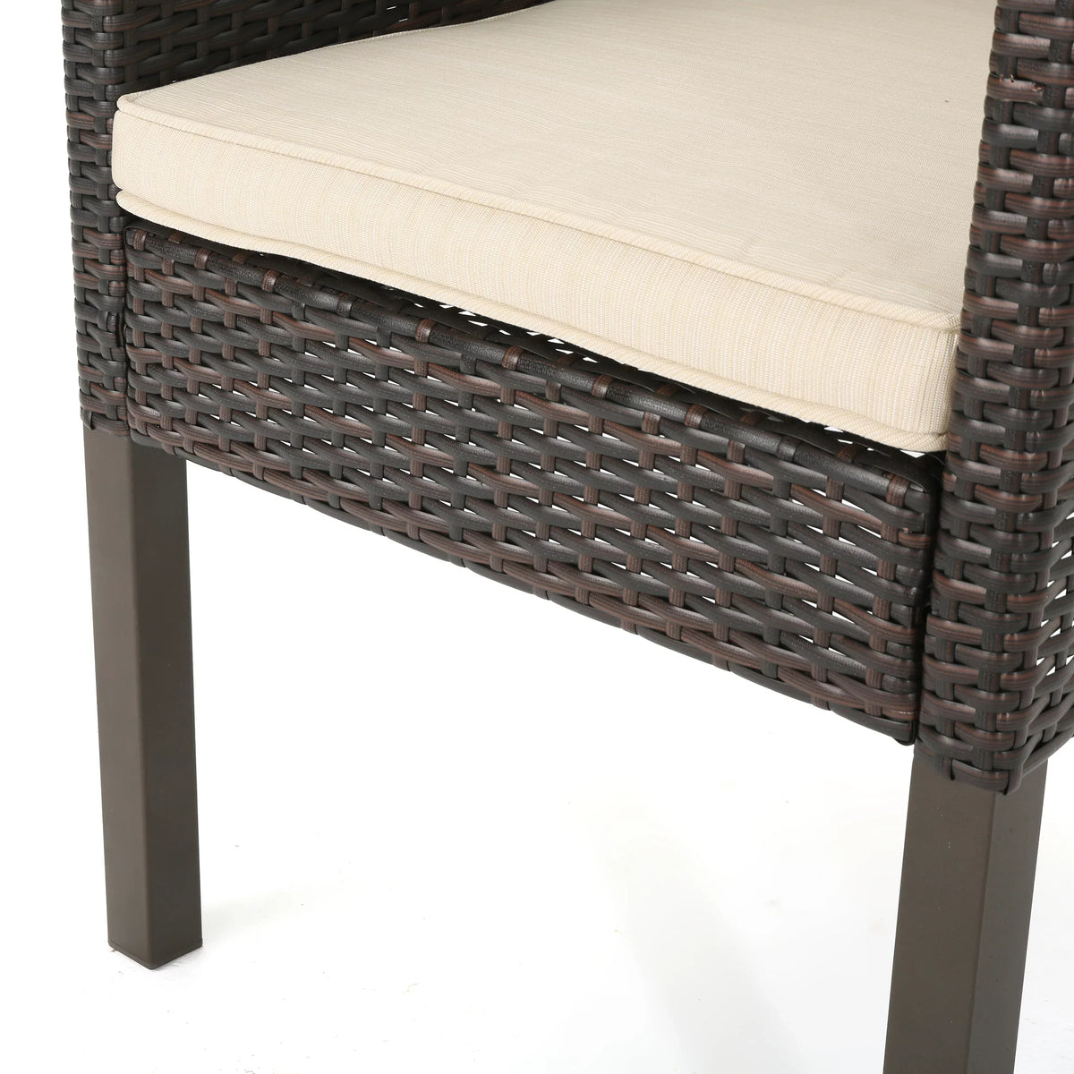 Wicker Rectangular Cushions, 9 exterior Noble Dining with Multibrown, Piece Arcadia Set Beige House