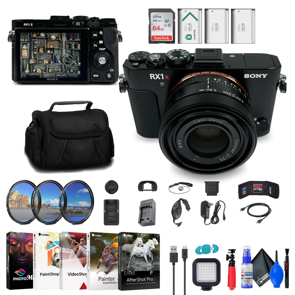 '+ Digital II Card Cyber-shot 64GB More Filter Kit + DSC-RX1R Camera +