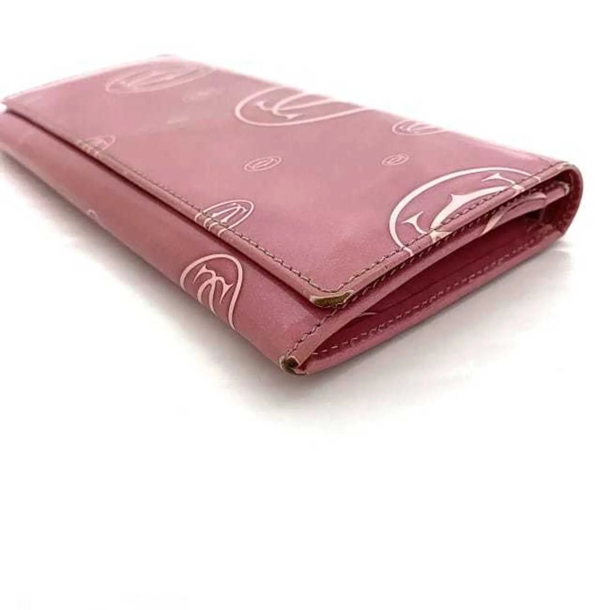 2C Birthday Pre-Owned Wallet Bifold Happy Ladies L3000951 Long Cartier (Fair) Pink Motif Leather