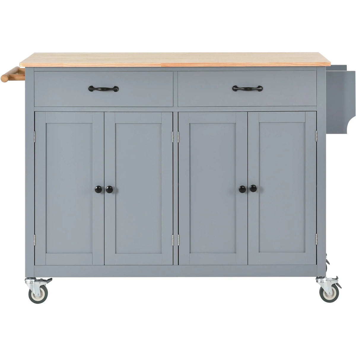 Wood Wheels Granite Grey Cart and Island Top Solid - Blue Kitchen Locking with