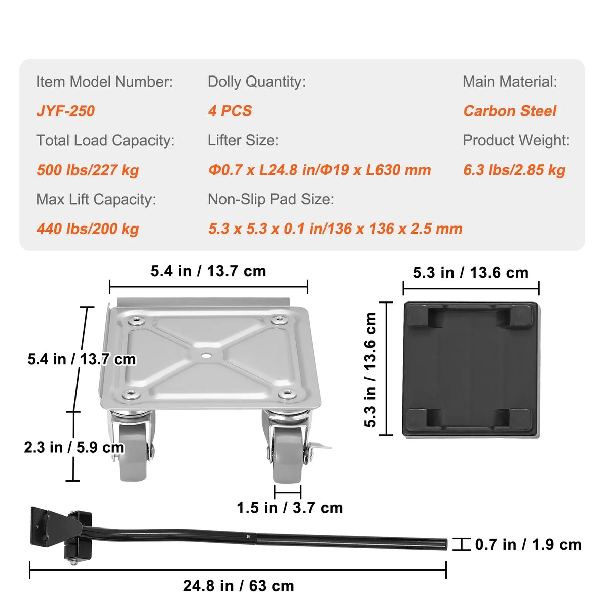 Lift Moving Dolly, Mover 360° Swivel Panel with Wheels Furniture Moving Lbs Steel PP & Set Sofa,Furniture Furniture Carbon Capacity Refrigerator Furniture for 500 Heavy SKYSHALO Tool Dollies
