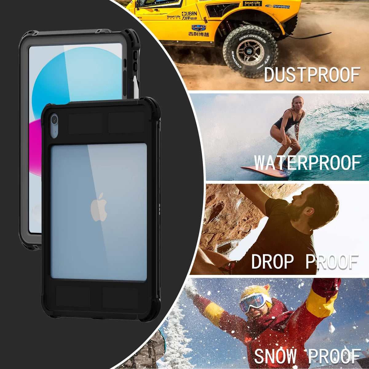Dustproof Genetation 10th for Underwater Kickstand Pencil IP68 with Case Strap iPad Swivel Rugged Protective (2022) 10.9" Waterproof Shockproof Holder Bracket K-Lion Case Protector Screen Carrying