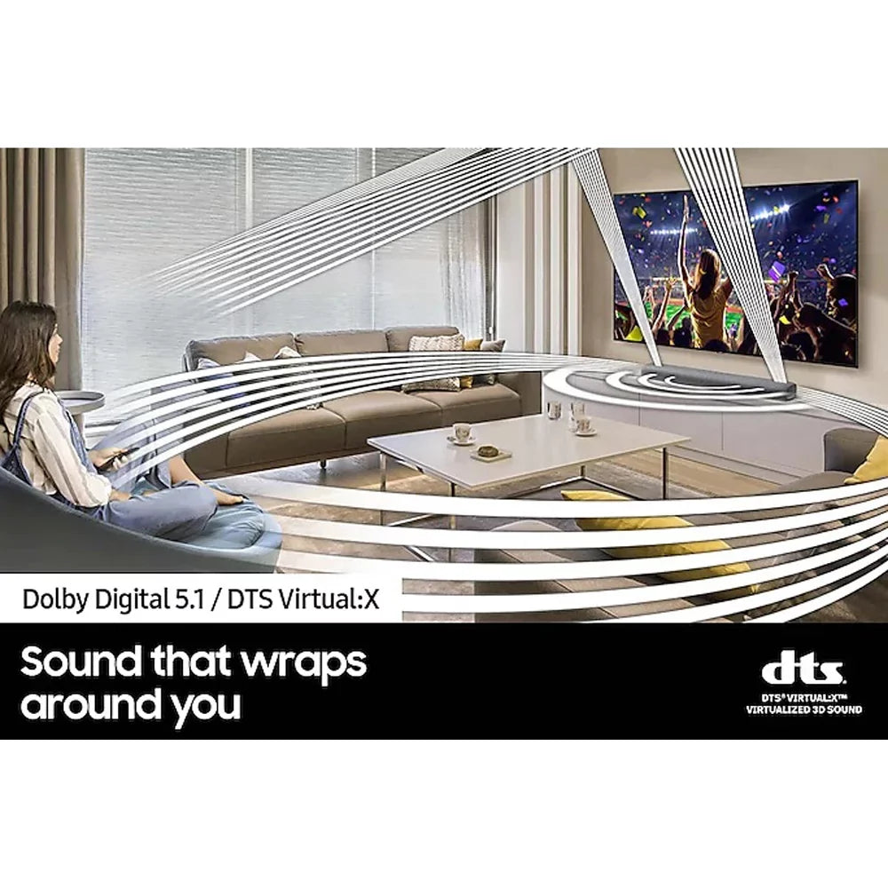 '- Bluetooth Deep Premium Connection, (Open Sound Design, in Box) DTS 3.0ch 2021, Gray Adaptive Soundbar Multi Center Built Atmos, Virtual:X, HW-S50A Dolby with Lite, Speaker,