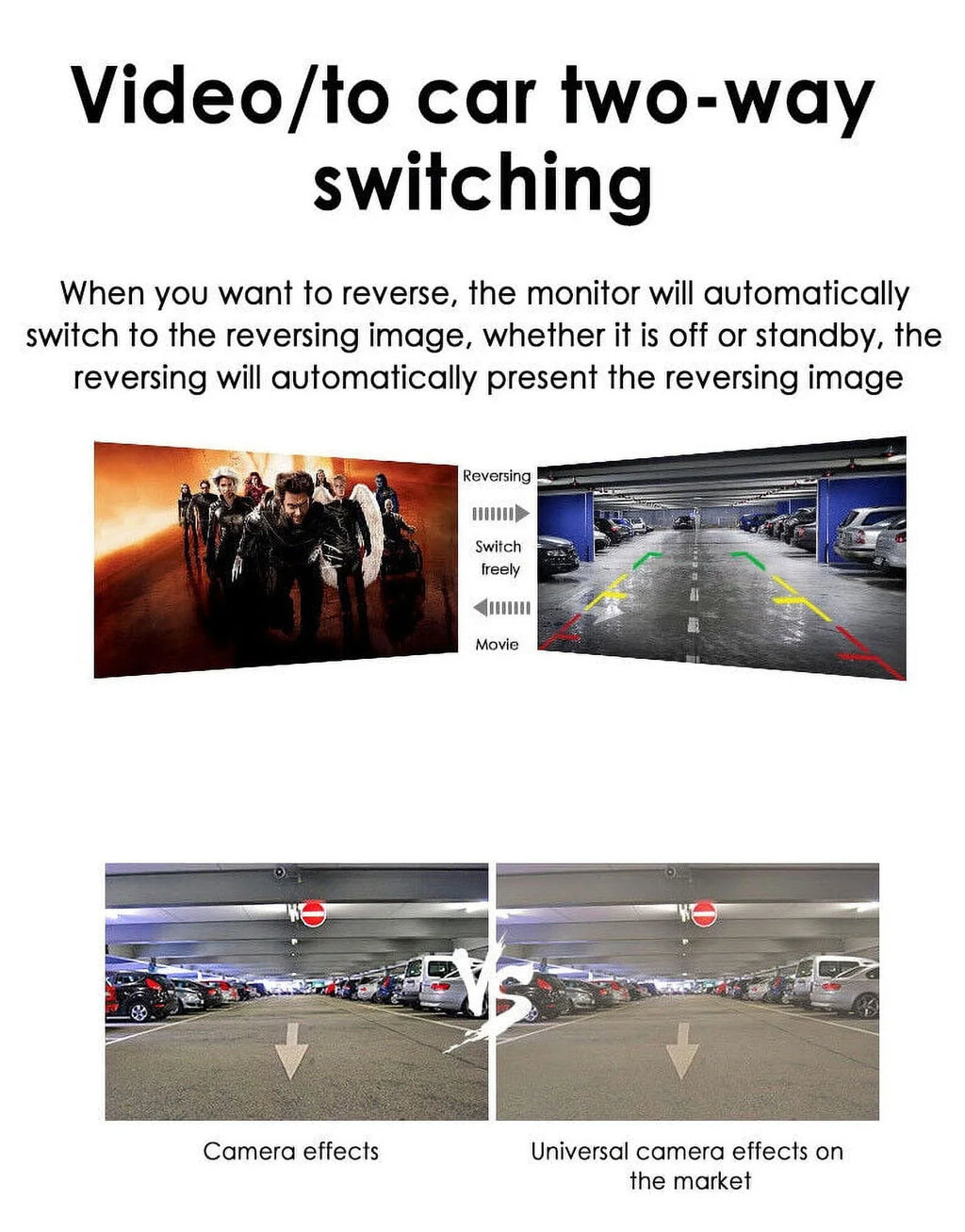Backup Rear View Vision Waterproof Wireless Car HD 5" Camera Kit Monitor kydely Night