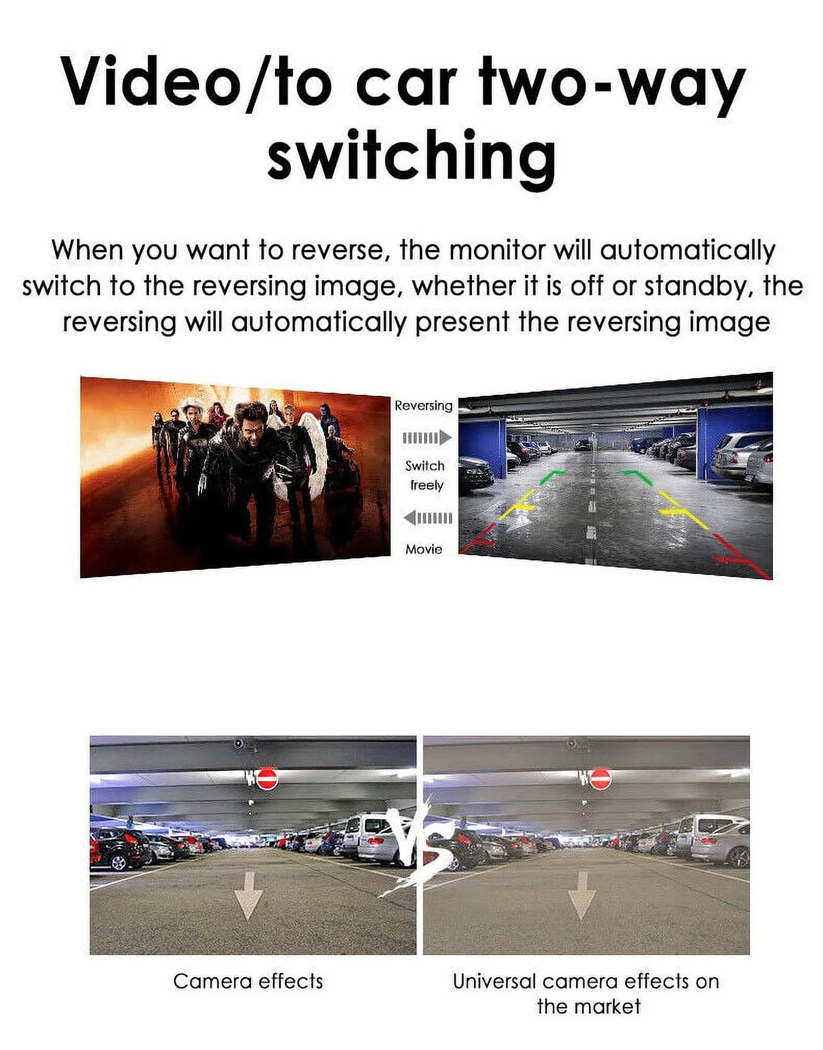 Backup Rear View Vision Waterproof Wireless Car HD 5" Camera Kit Monitor kydely Night