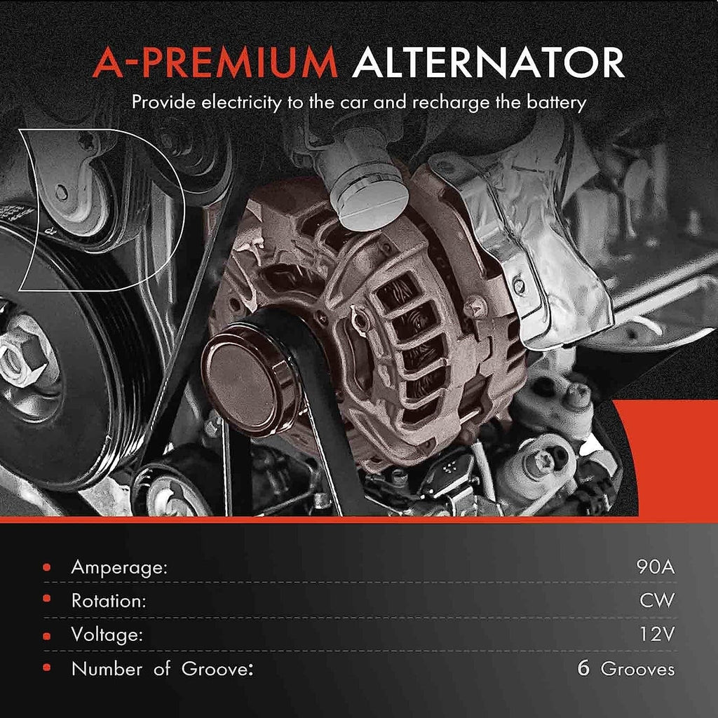 Compatible 12Volt Clutch Alternator Trooper V6 Pulley Isuzu 2000-2002 & 6-Groove SLX 3.5L, Acura A-Premium 1999, 90Amp with CW