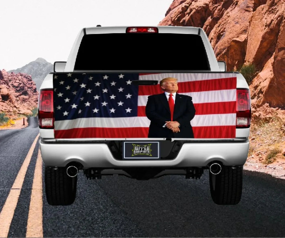 Sticker Wrap Graphic Flag Decal American Tailgate Donald Trump Vinyl