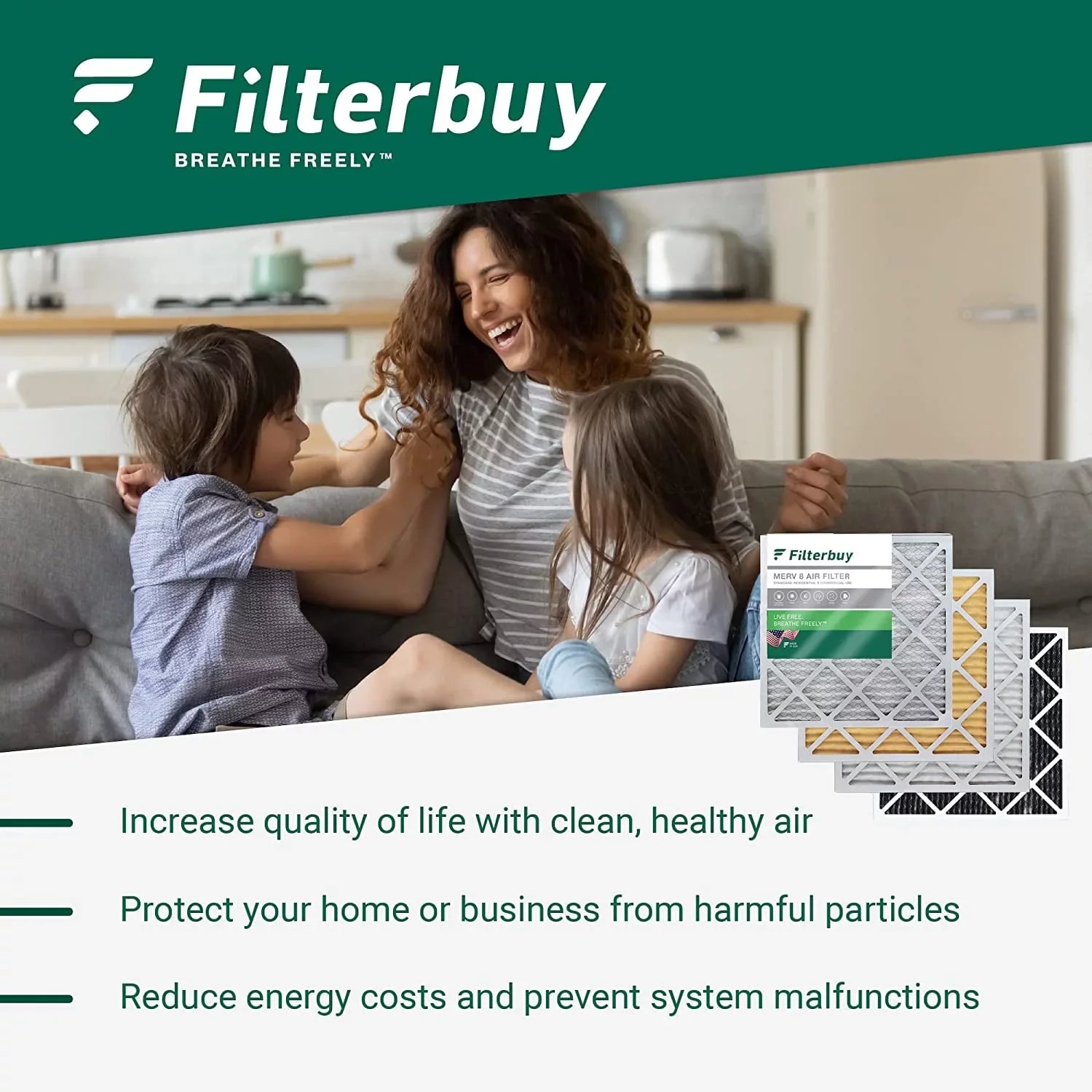 20x32x2 HVAC Furnace AC Filterbuy (3-Pack) MERV Air Filters Pleated 8