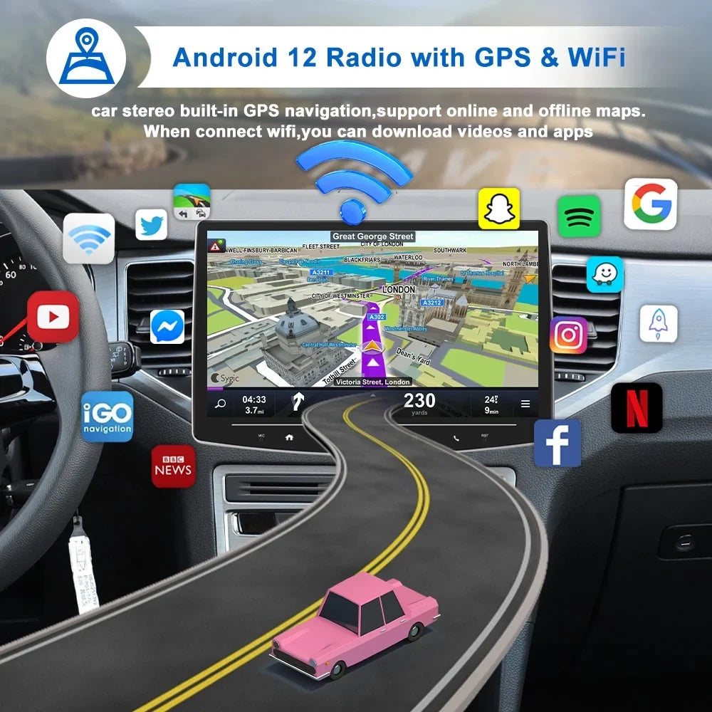 Carplay Camera Single including USB with Bluetooth Radio Android 10 Link Car Multimedia Reversing Inch AHD Player Auto FM USB Mirror Screen Audio Din HD Touch 1 Receiver Stereo
