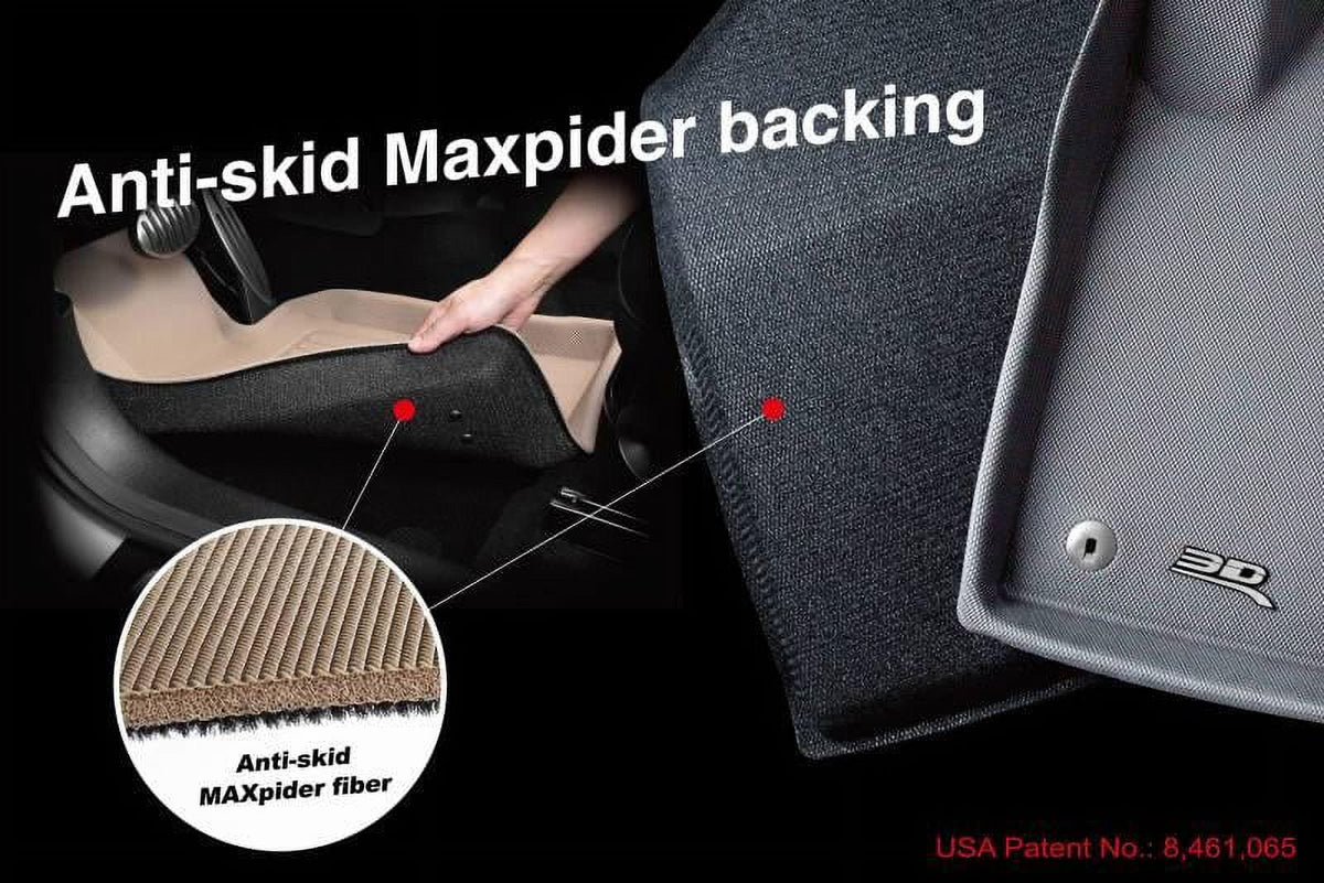 Fits 3D Mat MAXpider Row Caravan Grand Black Fiber Floor Embossed Dodge 3rd L1DG01601509 1st Pattern 2nd Row Row Kagu Carbon 2008-2020