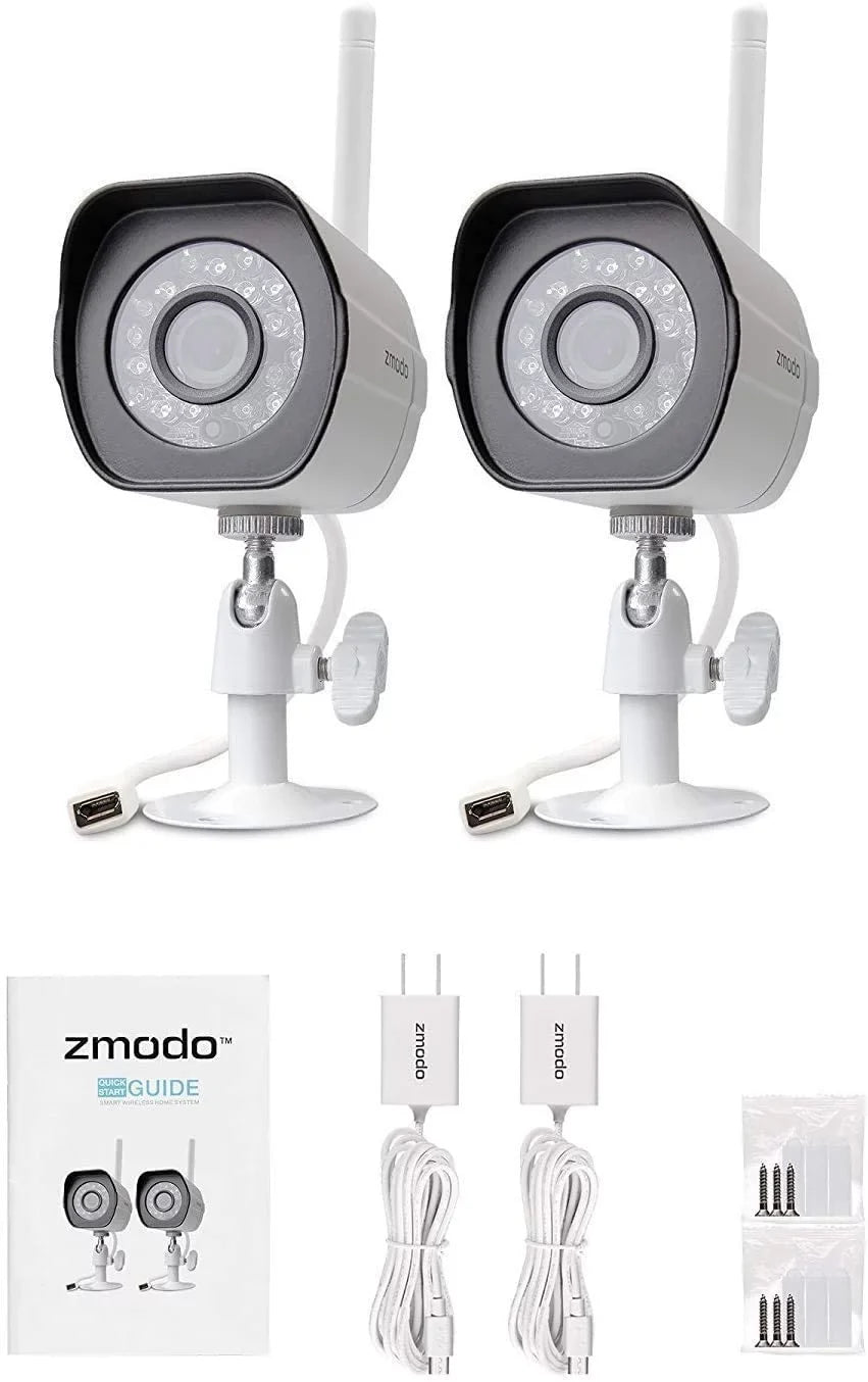Alexa IP WiFi Wireless Security 2 Vision System Cameras Smart with Night Compatible exterior Plug-In, Pack Zmodo Camera
