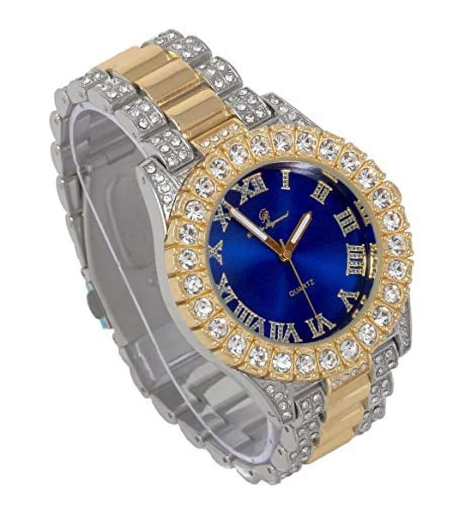 Big Watch Roman with Numerals Mens Single Silver (ST10328TT Rocks Dial Fully Out RN Colorful Red) Iced - Blood ST10327
