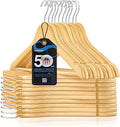 Clothes, Heavy Solid Hangers SereneLife for Hangers, Pieces Set Wooden 50 Hanger Suit Duty