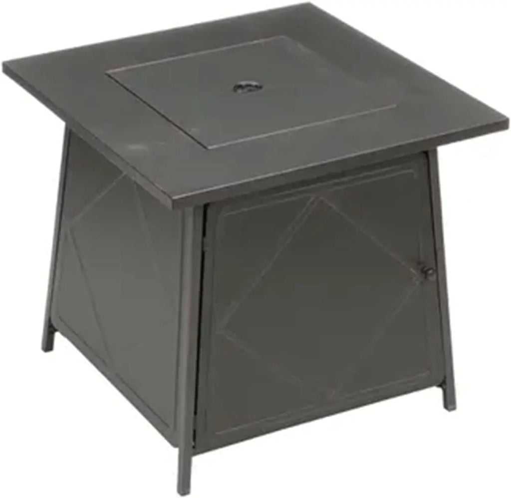Steel exterior and Square Gas Backyard Pit with Cover Lava Lid, Steel Black Fire 28 Rocks Inch Tabletop