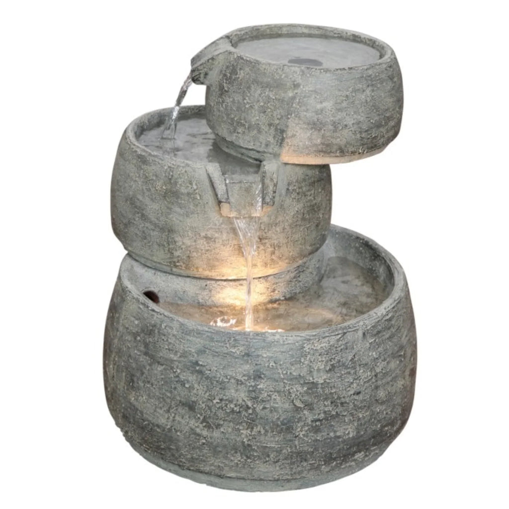 Color, Classic Lightweight with Quartz Cascading Indoor/exterior LED 15” and Polyresin H Light, Garden x Home Fountain 11.5” D 3-Tier