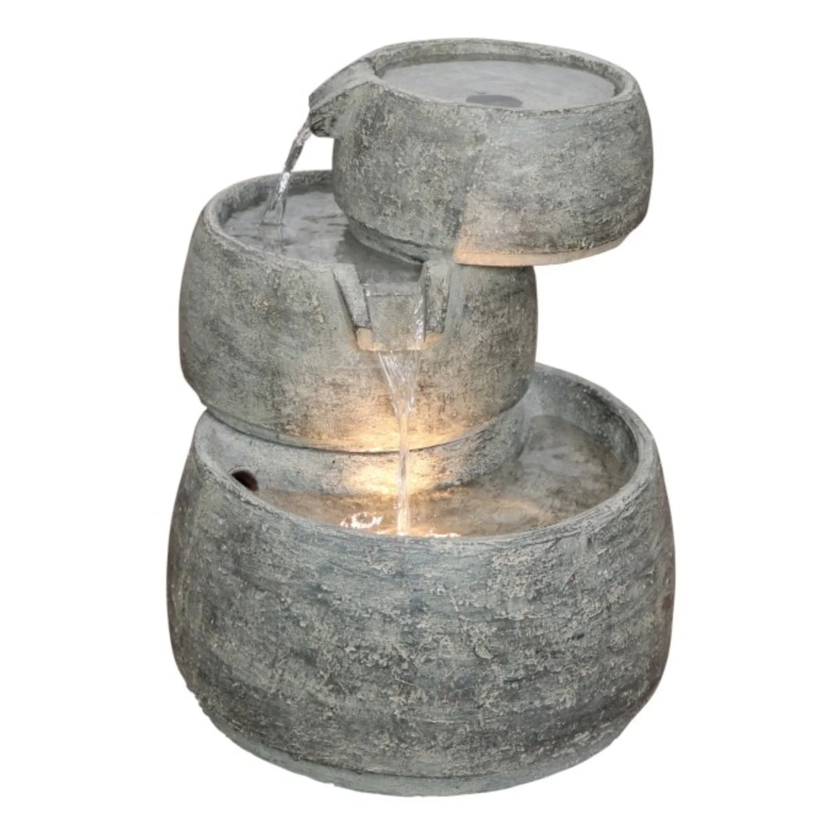 Color, Classic Lightweight with Quartz Cascading Indoor/exterior LED 15” and Polyresin H Light, Garden x Home Fountain 11.5” D 3-Tier