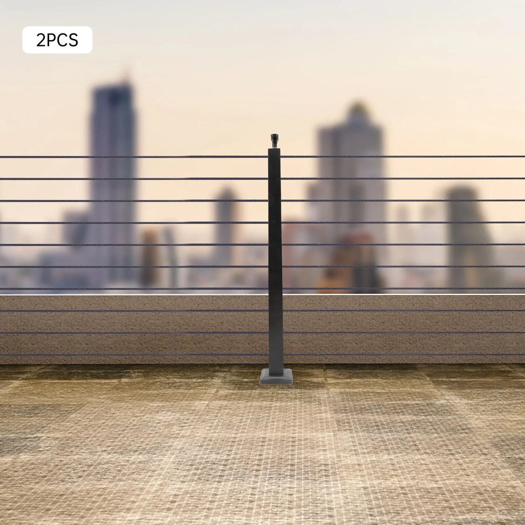 Stainless Two Square for 36''x2''x2'' Railing Sides Fence Concrete Post Level Pre-Drilled Cable Wood Railing Cable Steel Deck System Post Level