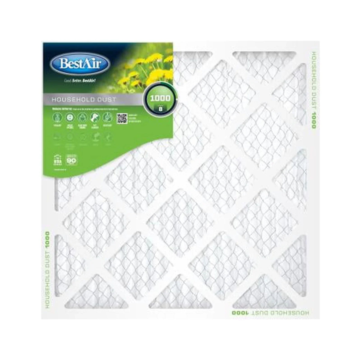 Air Quantity Days BestAir 1 12 Pleated - 90 10x10 Filter, B1-1010-8-12 In. x MERV 8,