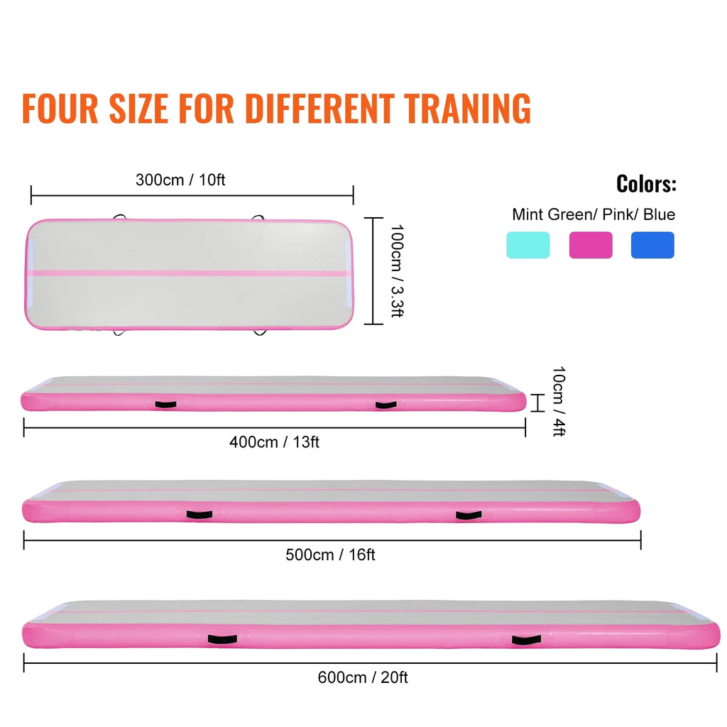 with Mat Rail 20ft Inflatable Air SKYSHALO Fitness Pump Drum Gymnastics